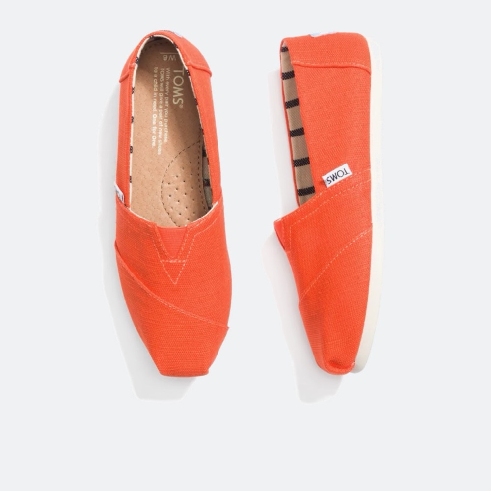 TOMS Orange Canvas Slip-On Shoes